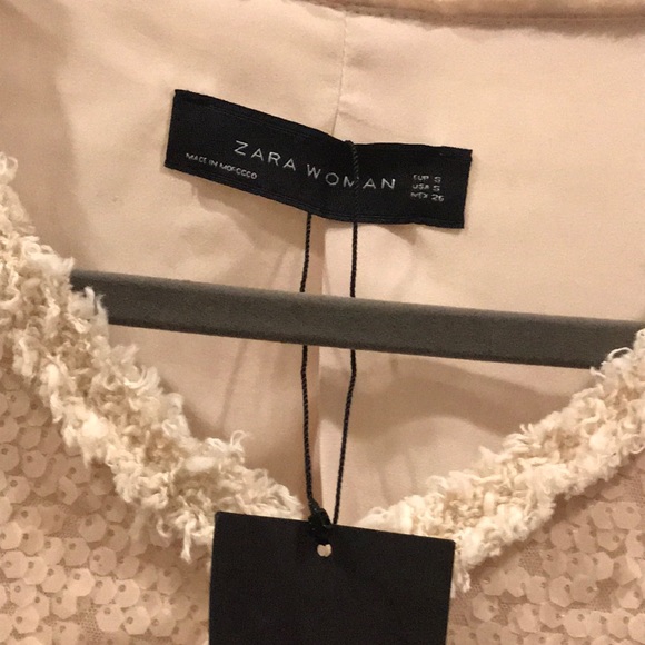 ✨❤️ZARA NWT blush/champagne sequin blazer small sparkly fun and classy!✨ - Picture 7 of 9